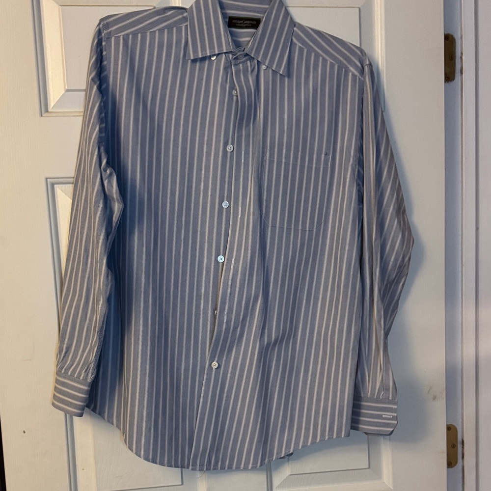 Nordstrom Men's Blue and White Striped Dress Shirt